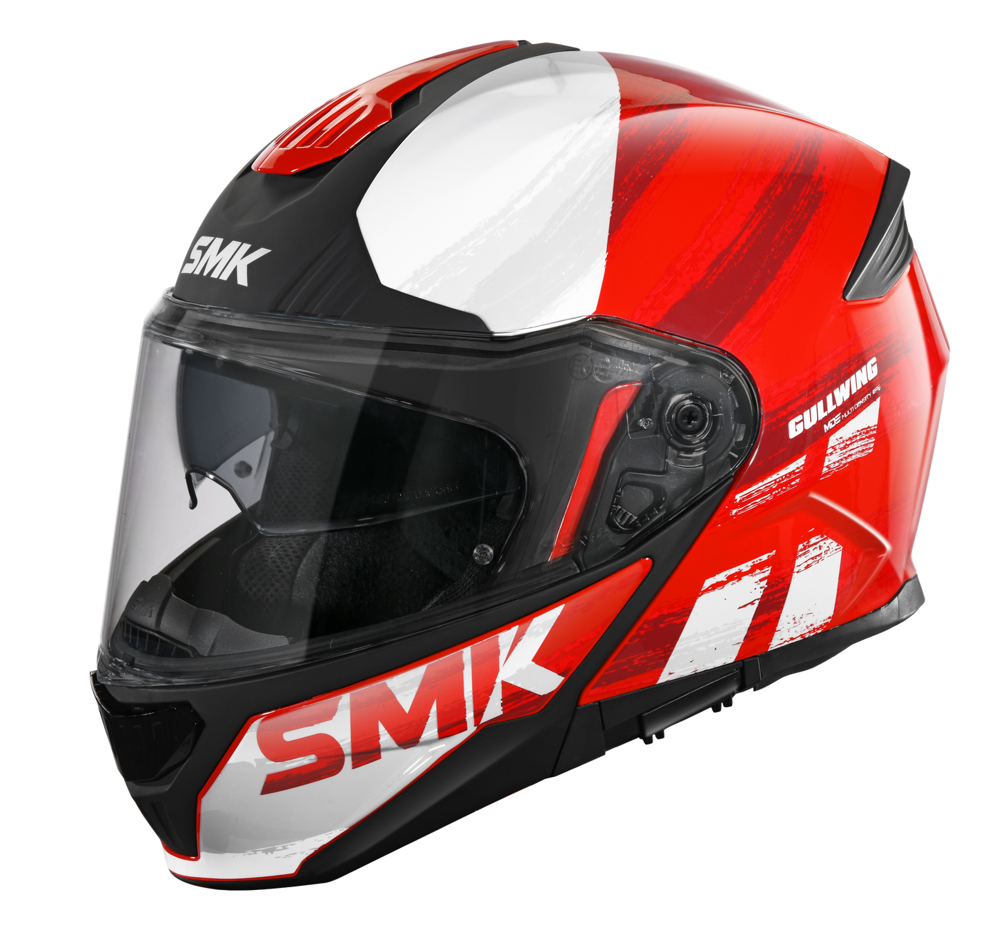 SMK Helmets Gullwing Modular Helmet (Tourleader - Gloss Black/White/Red)