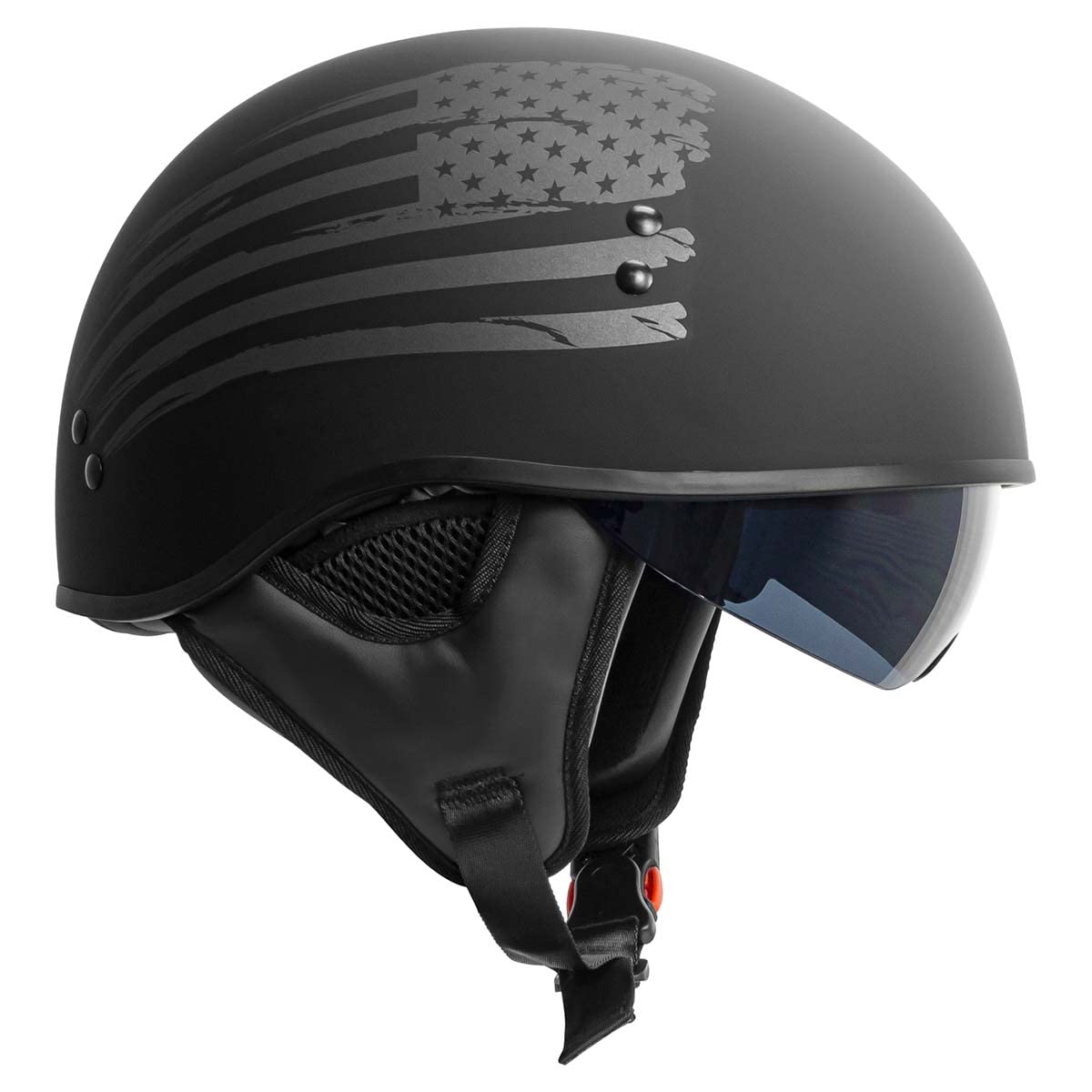 TORC Sundowner Half Shell Helmet (Flag - Flat Black)
