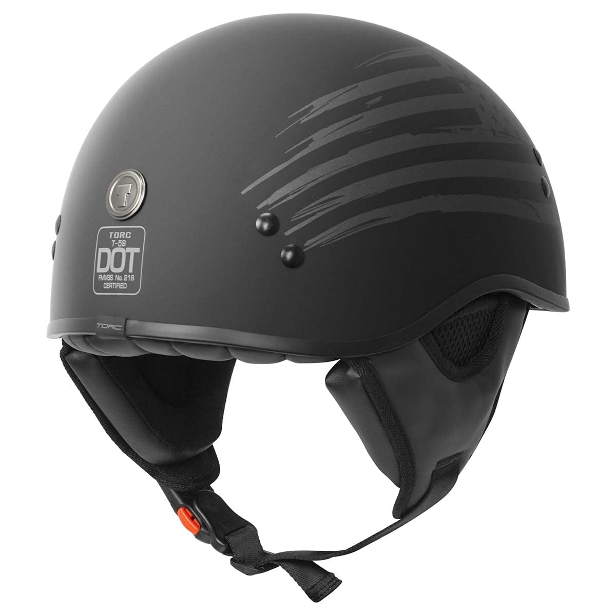 TORC Sundowner Half Shell Helmet (Flag - Flat Black)