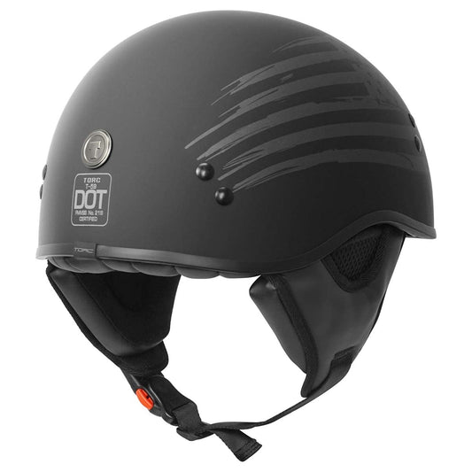 TORC Sundowner Half Shell Helmet (Flag - Flat Black)