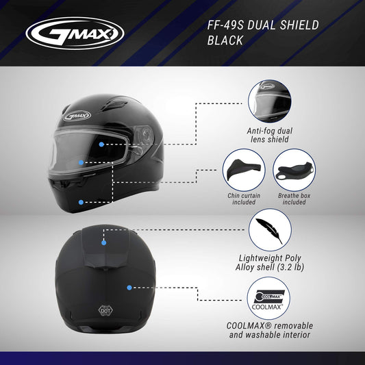 GMAX FF-49 Snow Helmet (Black)