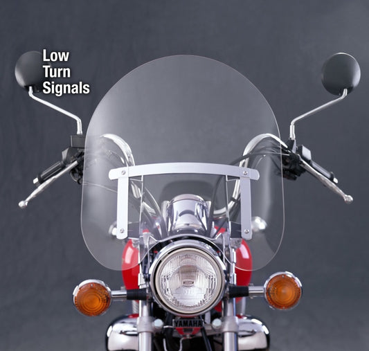 National Cycle 83-22 Harley XL/FXR/D/17-25 Hon/07+ Kaw Dakota 3 w/Low Turn Signals Windshield-Clr