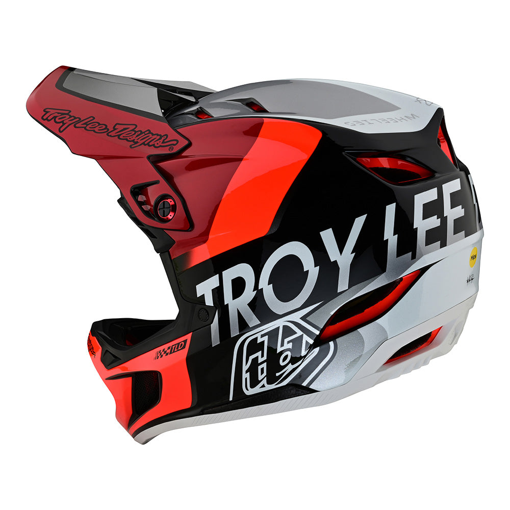 Troy Lee Designs D4 Composite Full Face Mountain Bike Helmet (Qualifier Silver/Red)