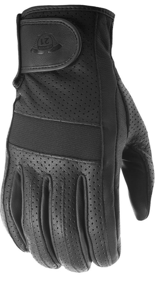 Highway 21 Full Jab Perforated Gloves (Black) - Small