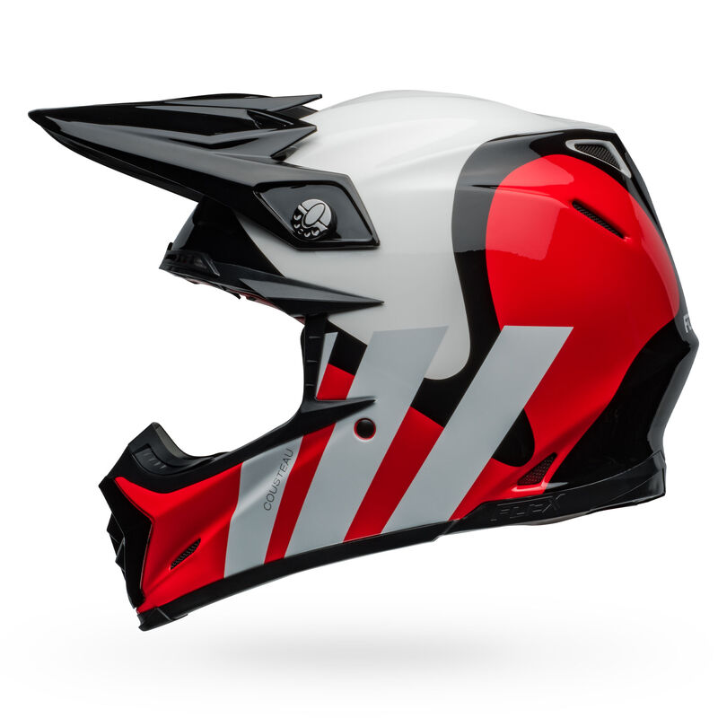 Bell Moto-9S Flex Helmets (Hello Cousteau Stripes Gloss White/Red)