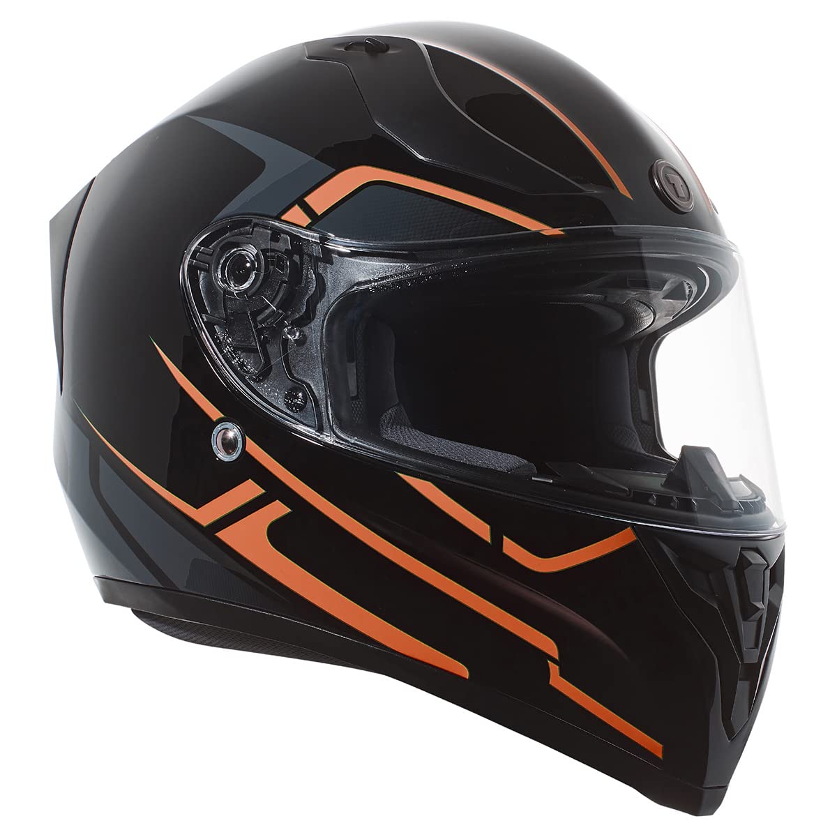 TORC T15B Bluetooth Integrated Motorcycle Helmet (Gloss Black/Rush Orange) - Small