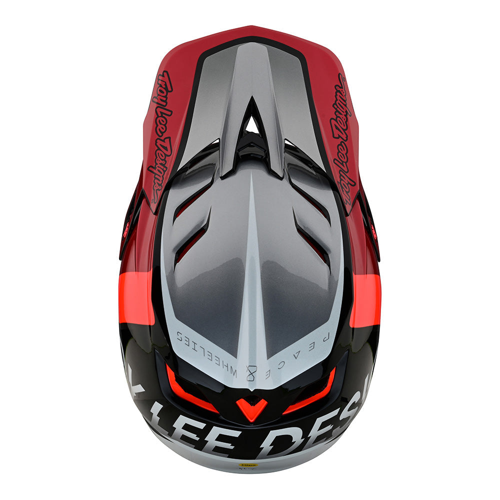 Troy Lee Designs D4 Composite Full Face Mountain Bike Helmet (Qualifier Silver/Red)