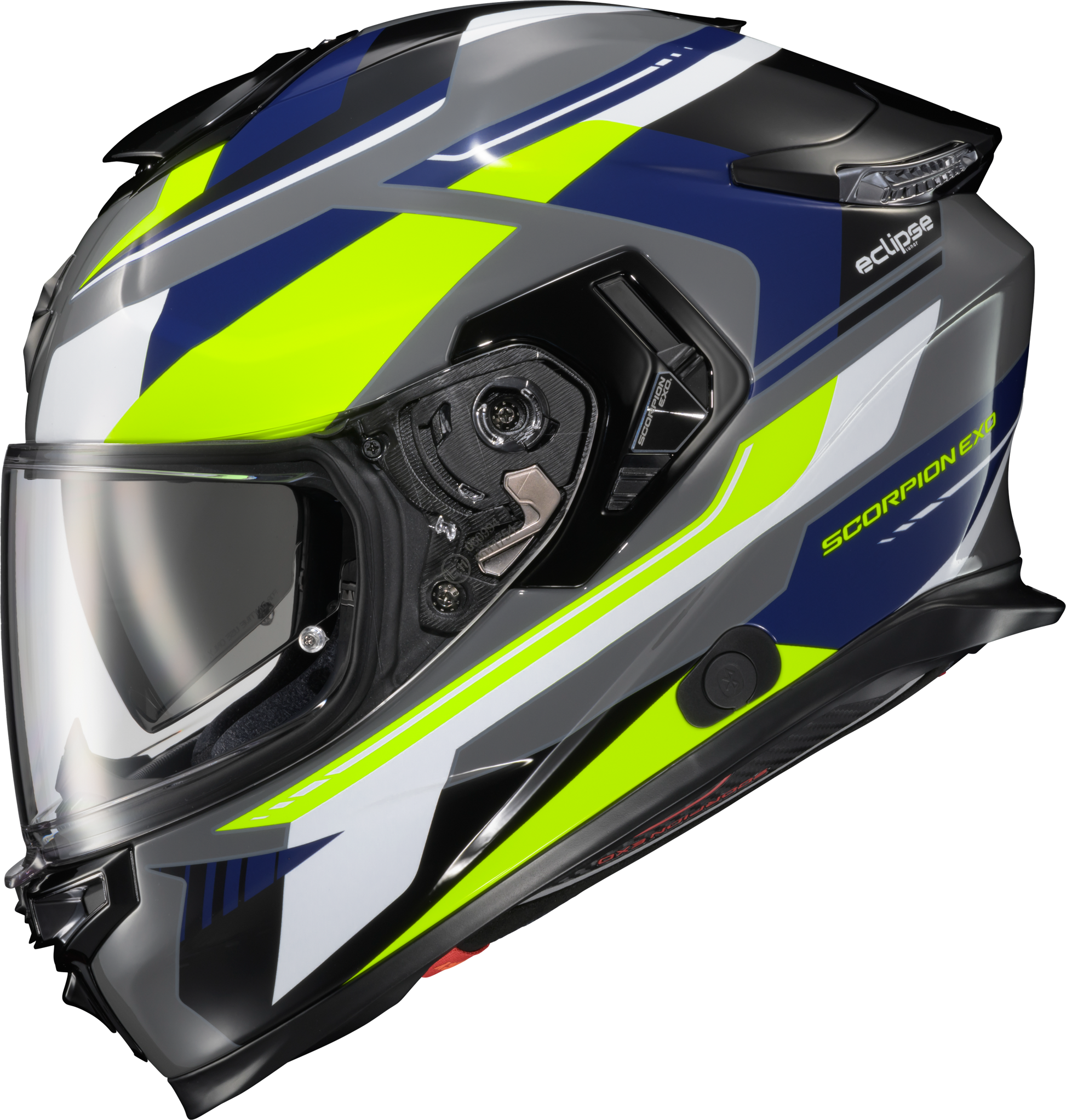 Scorpion EXO ECL-1125 Eclipse Full Face Helmet in Lunar Grey/Hi Vis/Blue - Large