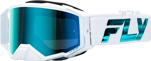 Fly Racing Zone Elite Goggles (White/Teal w/ Light Green Mirror/Smoke Lens)