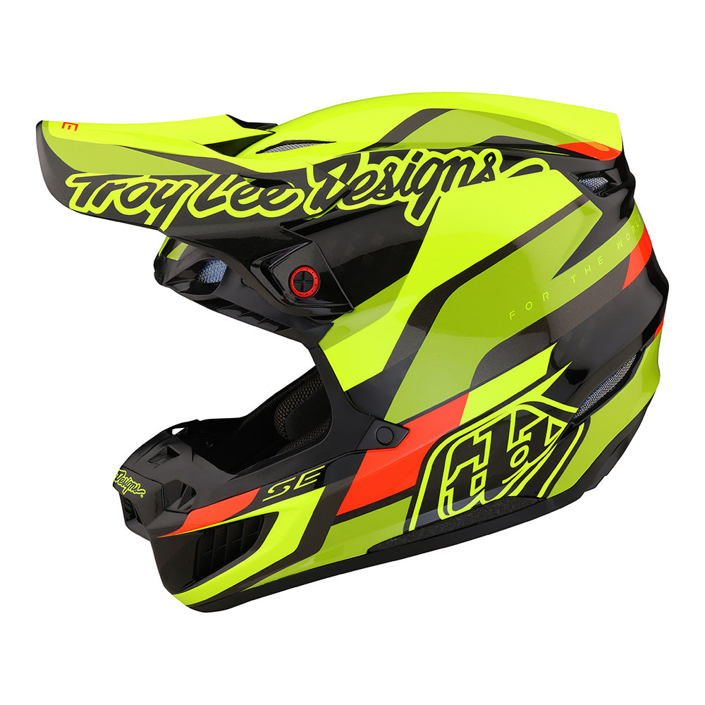 Troy Lee Designs Adult SE5 Carbon MX Helmet W/MIPS (Omega Black / Flo Yellow, Small)