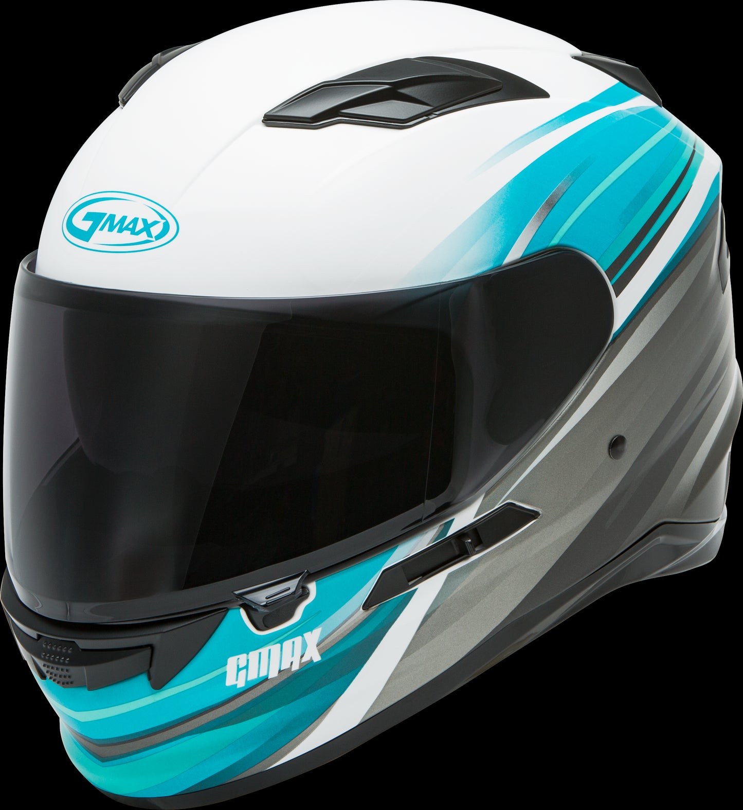 GMAX FF-98 Osmosis Motorcycle Helmet (White/Teal/Grey) - XS