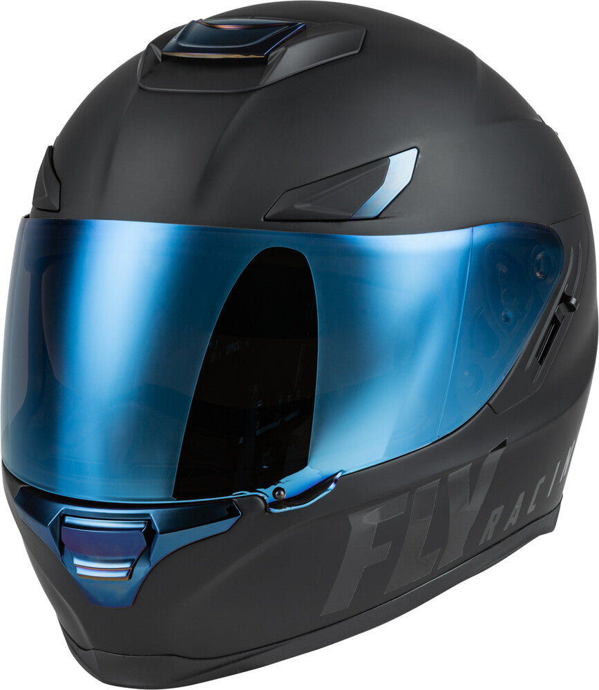 Fly Racing Sentinel Recon Helmet (Matte Black/Blue Chrome) - Small