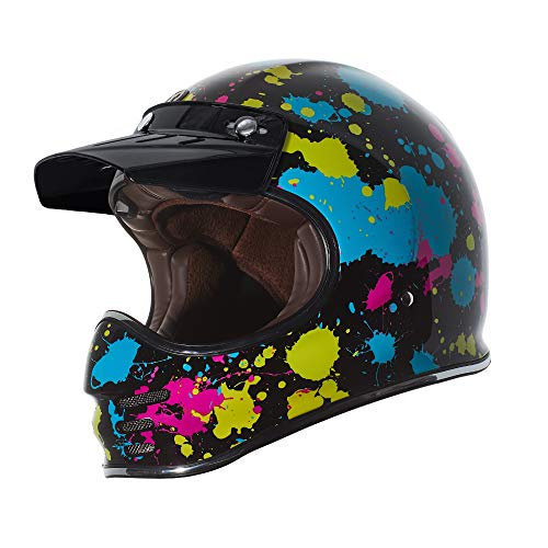 TORC T3 Retro Motorcycle Helmet (Gloss Pollock) - Large