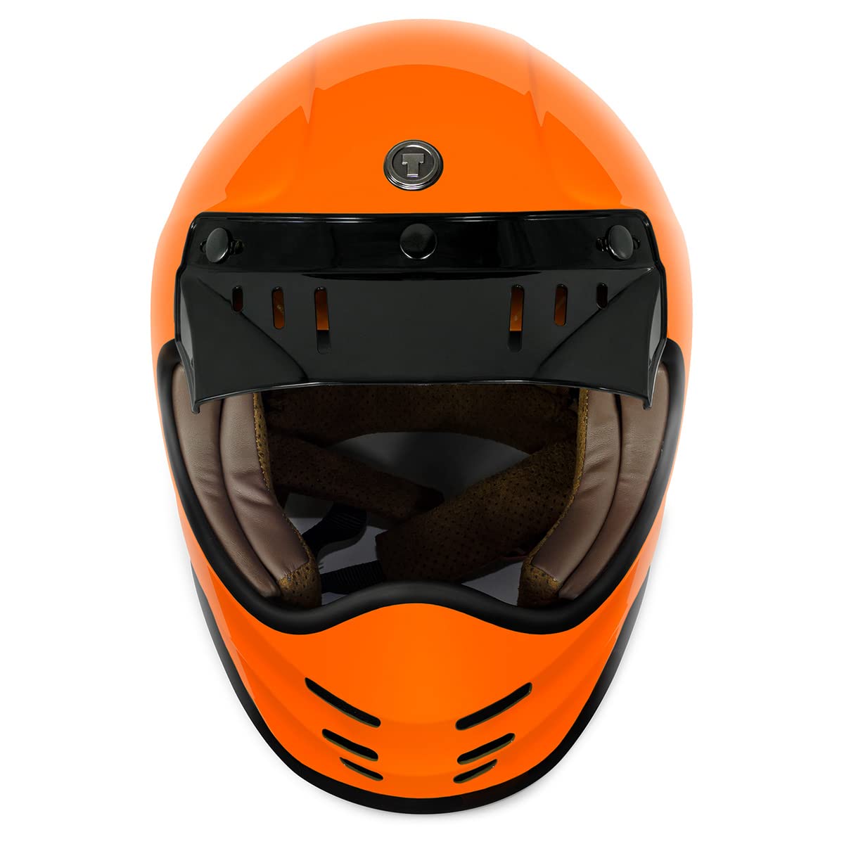 TORC T3 Retro Motorcycle Helmet (Gloss Orange) - Large