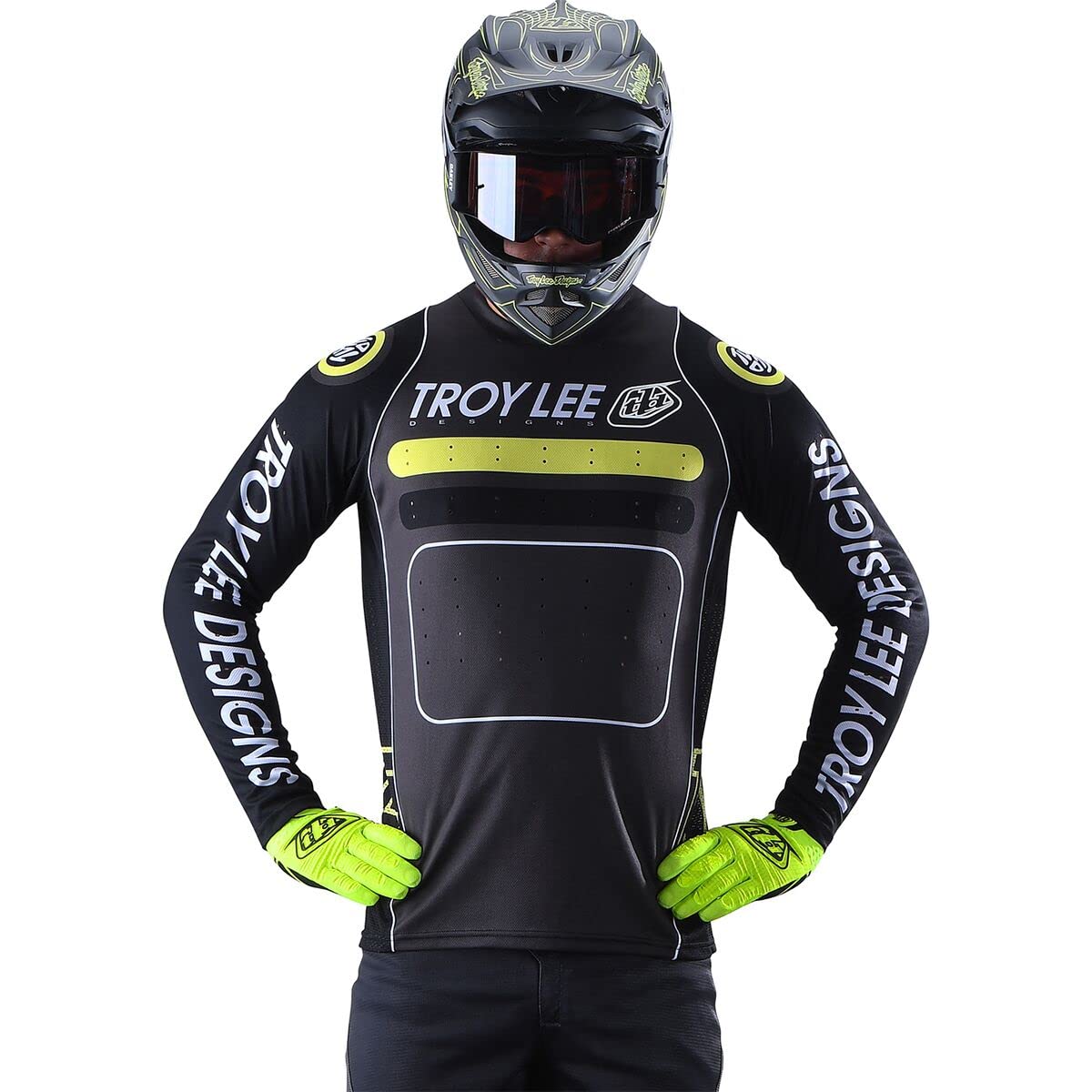 Troy Lee Designs Cycling MTB Bicycle Mountain Bike Jersey Shirt for Men, Sprint Jersey Drop in (Black/Green, X-Large)