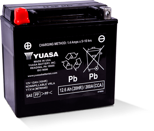 Yuasa YTX14 Maintenance Free AGM 12 Volt Battery