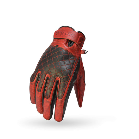 TORC Sunset Leather Motorcycle Gloves (Red) - XL