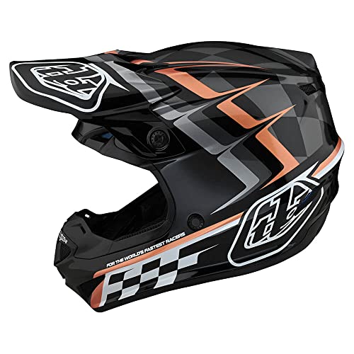 Troy Lee Designs SE4 Polyacrylite Warped Adult MX Helmet w/MIPS (Black/Copper) - Large