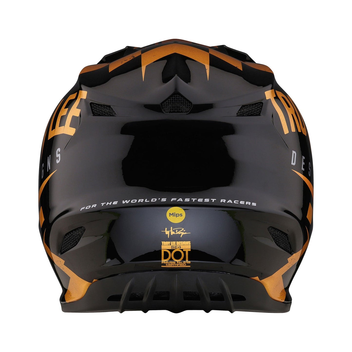 Troy Lee Designs SE4 Polyacrylite Helmet (Race Shop Black Gold) - Small