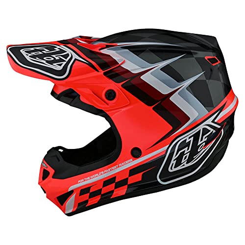 Troy Lee Designs SE4 Polyacrylite Warped Adult Motocross Helmet W/MIPS (Glo Red)