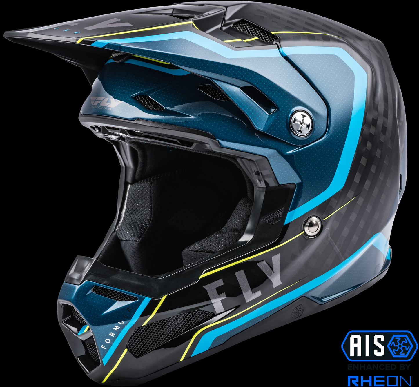 Fly Racing Formula Carbon Axon Helmet (Black / Blue / Hi-Vis) - Youth Large