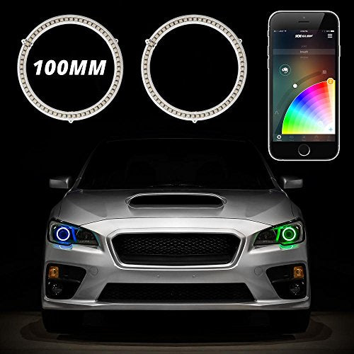 100mm Xkchrome RGB Switchback Halos Bluetooth App Control Multi-color with White DRL Mode and Amber Turn Signal