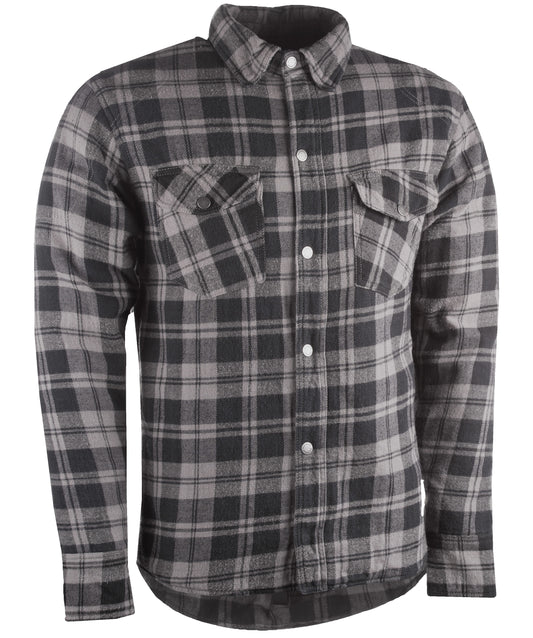 Highway 21 Men's Marksman Flannel Motorcycle Shirt (Black/Grey) - 4XL