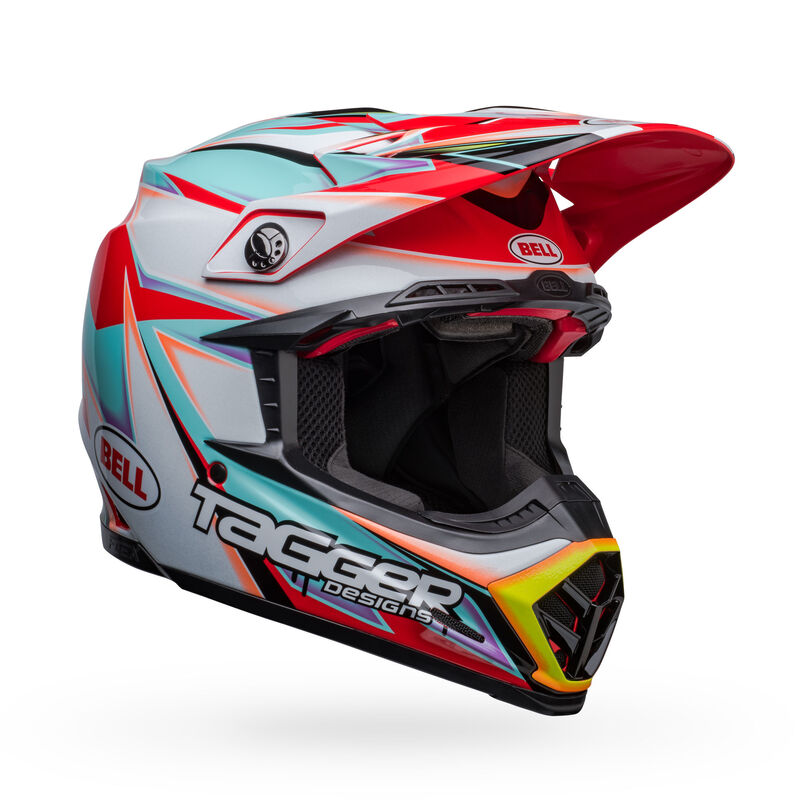 Bell Moto-9S Flex Helmets (Tagger Edge Gloss White/Aqua)