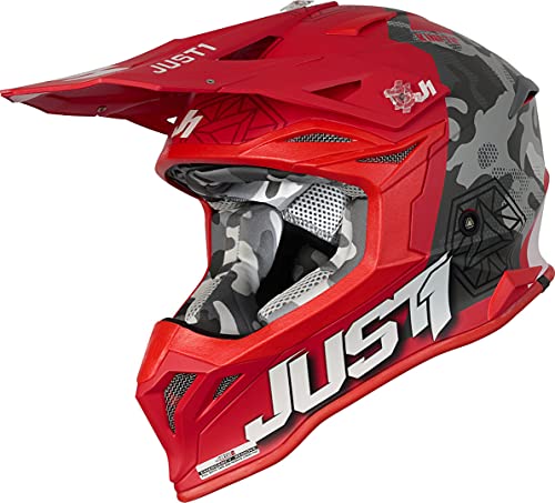 JUST 1 J39 Kinetic Thermoplastic Resin MX Helmet (Matte Red Camo Grey) - XS