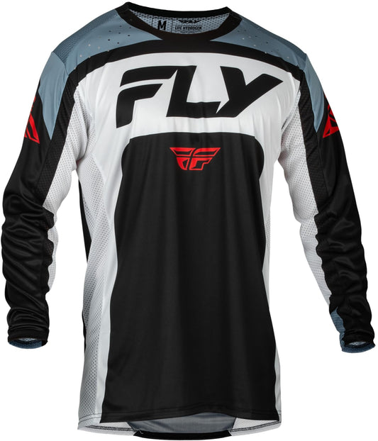 Fly Racing 2024 Adult Lite Jersey (Black/White/Denim Grey) - Large