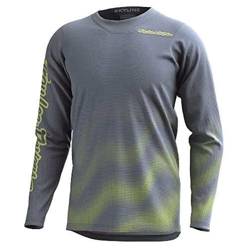 Troy Lee Designs Cycling MTB Bicycle Mountain Bike Jersey Shirt for Men, Skyline LS Chill (Waves Lt Gray, L)