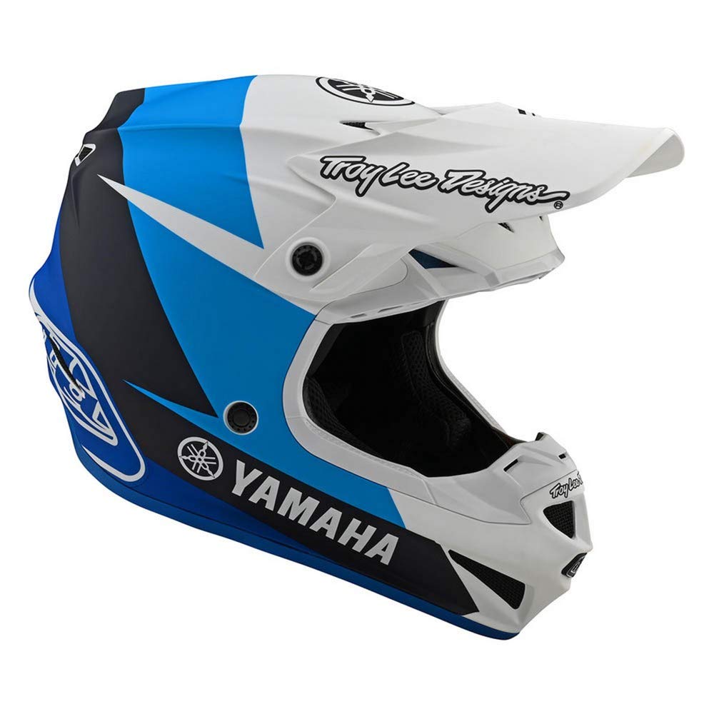 Troy Lee Designs Adult | Offroad | Motocross | SE4 Yamaha L4 Helmets (White/Blue, X-Small)