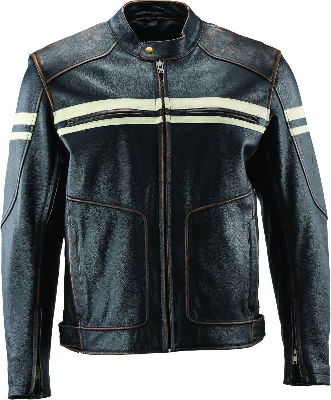 River Road Hoodlum Vintage Leather Jacket Black - Large