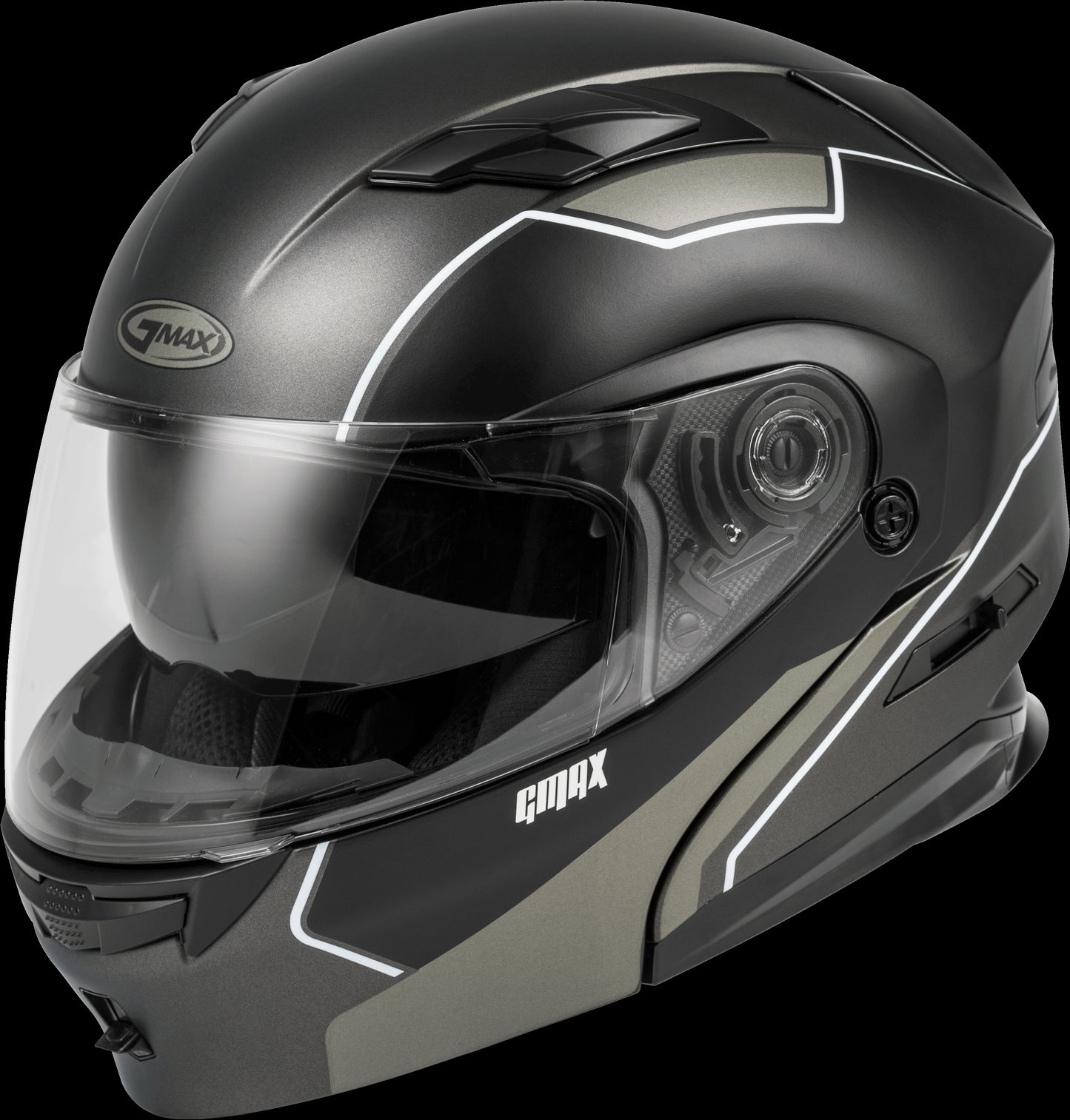 GMAX MD-01 Exploit Modular Helmet (Matte Black/Silver) - Small