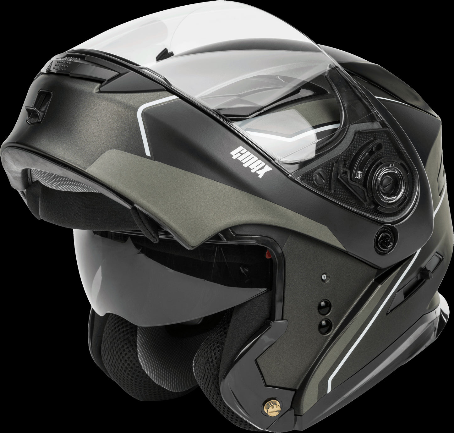 GMAX MD-01 Exploit Modular Helmet (Matte Black/Silver) - Small