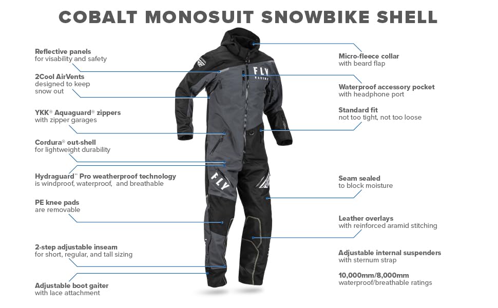 Fly Racing Cobalt Shell SB Monosuit (Black/Grey) - Large