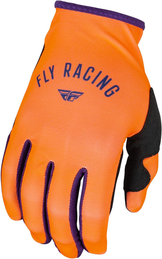 Fly Racing 2024 Girl's Lite Gloves (Neon Coral/Deep Purple) - Youth Large