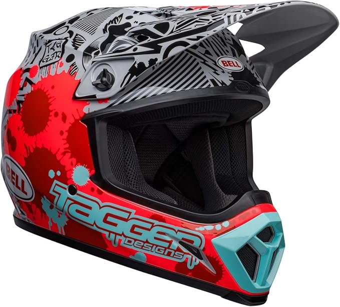 BELL MX-9 MIPS Adult Dirt Helmet (Tagger Splatter Gloss Bright Red/Gray) - 2XL