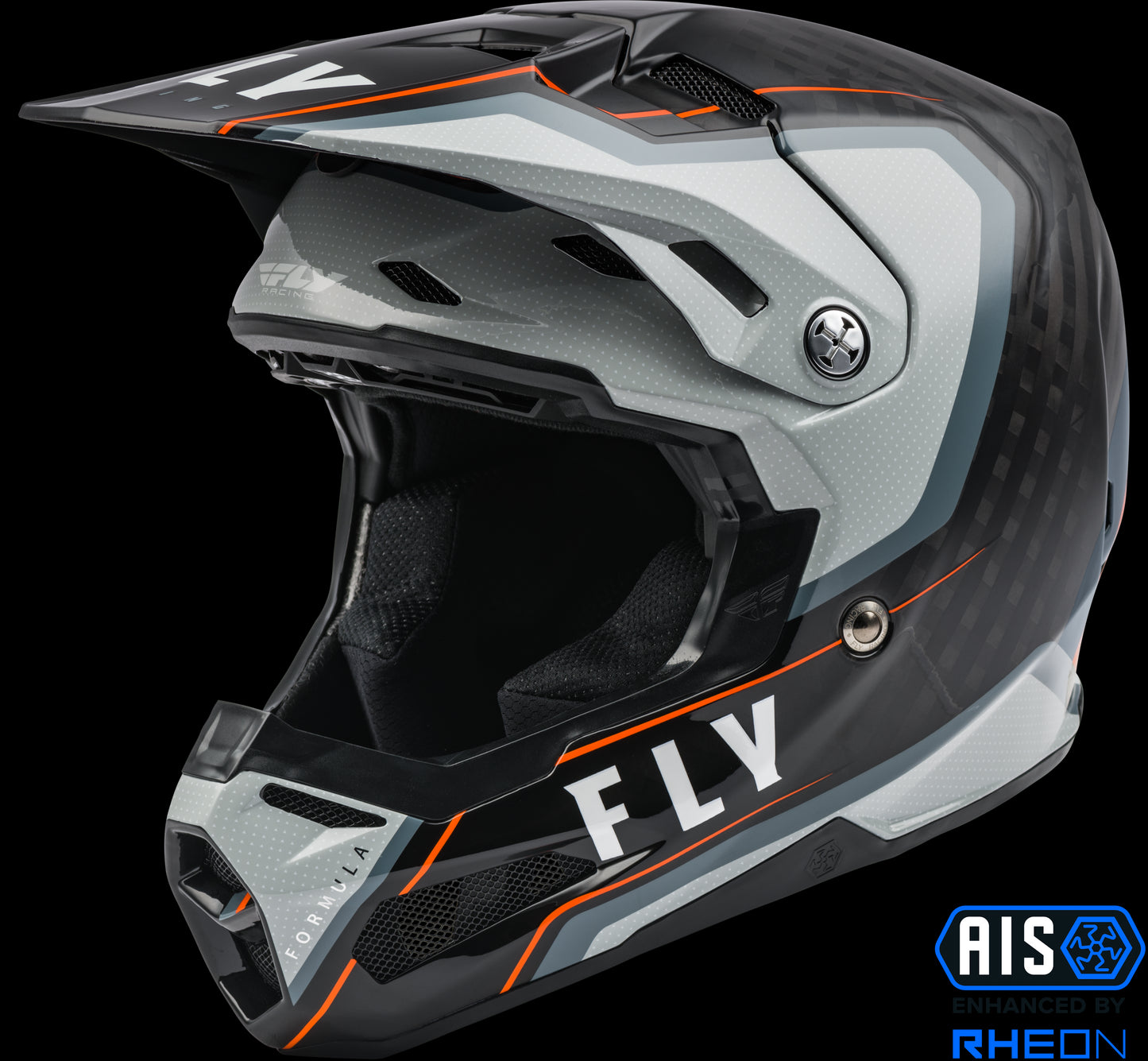 Fly Racing Formula Carbon Axon Helmet (Black / Grey / Orange) - XS