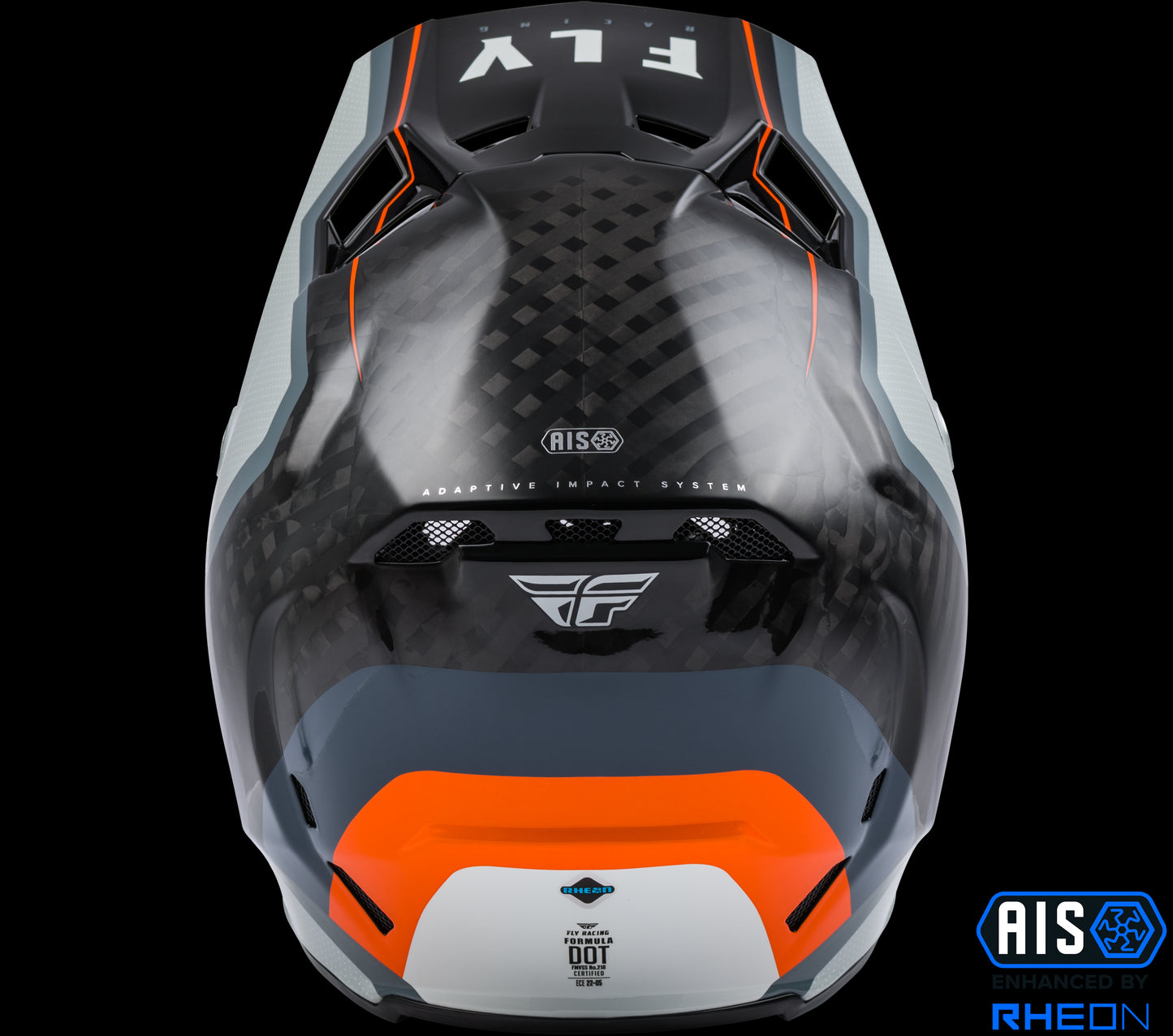 Fly Racing Formula Carbon Axon Helmet (Black / Grey / Orange) - Small