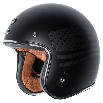 TORC Del Mar 3/4 Open Face Helmet (Flag - Flat Black)