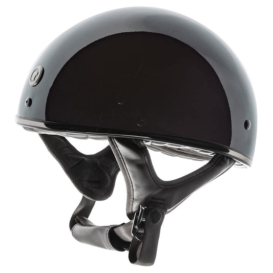 TORC Folsom Fiber Glass Half Shell Helmet (Chrome - Gloss Black)