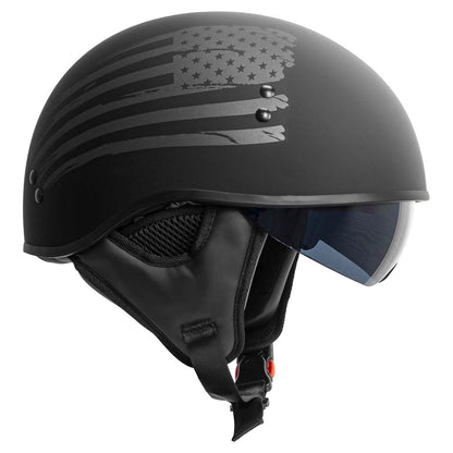 TORC Sundowner Half Shell Helmet (Flag - Flat Black)