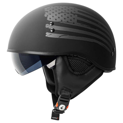 TORC Sundowner Half Shell Helmet (Flag - Flat Black)