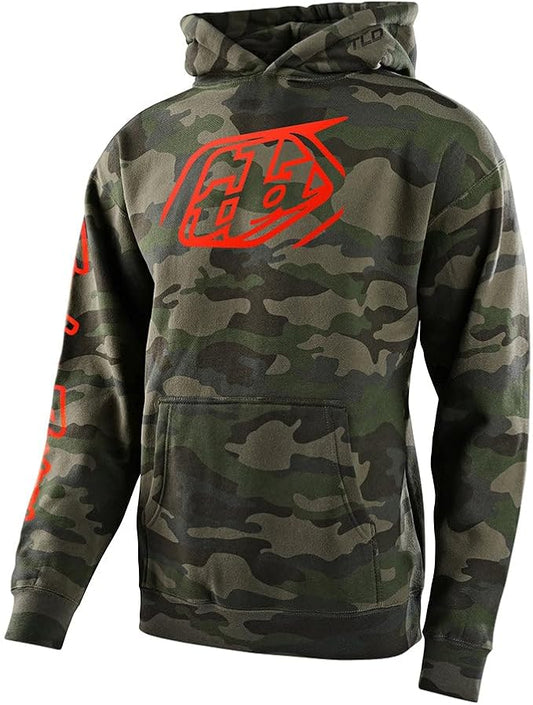 Troy Lee Designs Youth Cropped Badge Pullover Hoodie (Forest Camo) - Youth Small