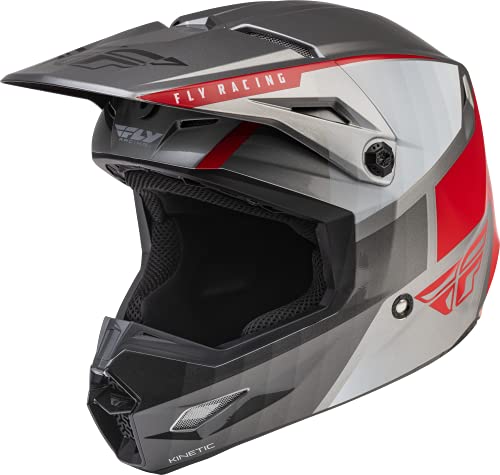 Fly Racing Adult Kinetic Drift Motocross Helmet (Charcoal/Light Grey/Red)