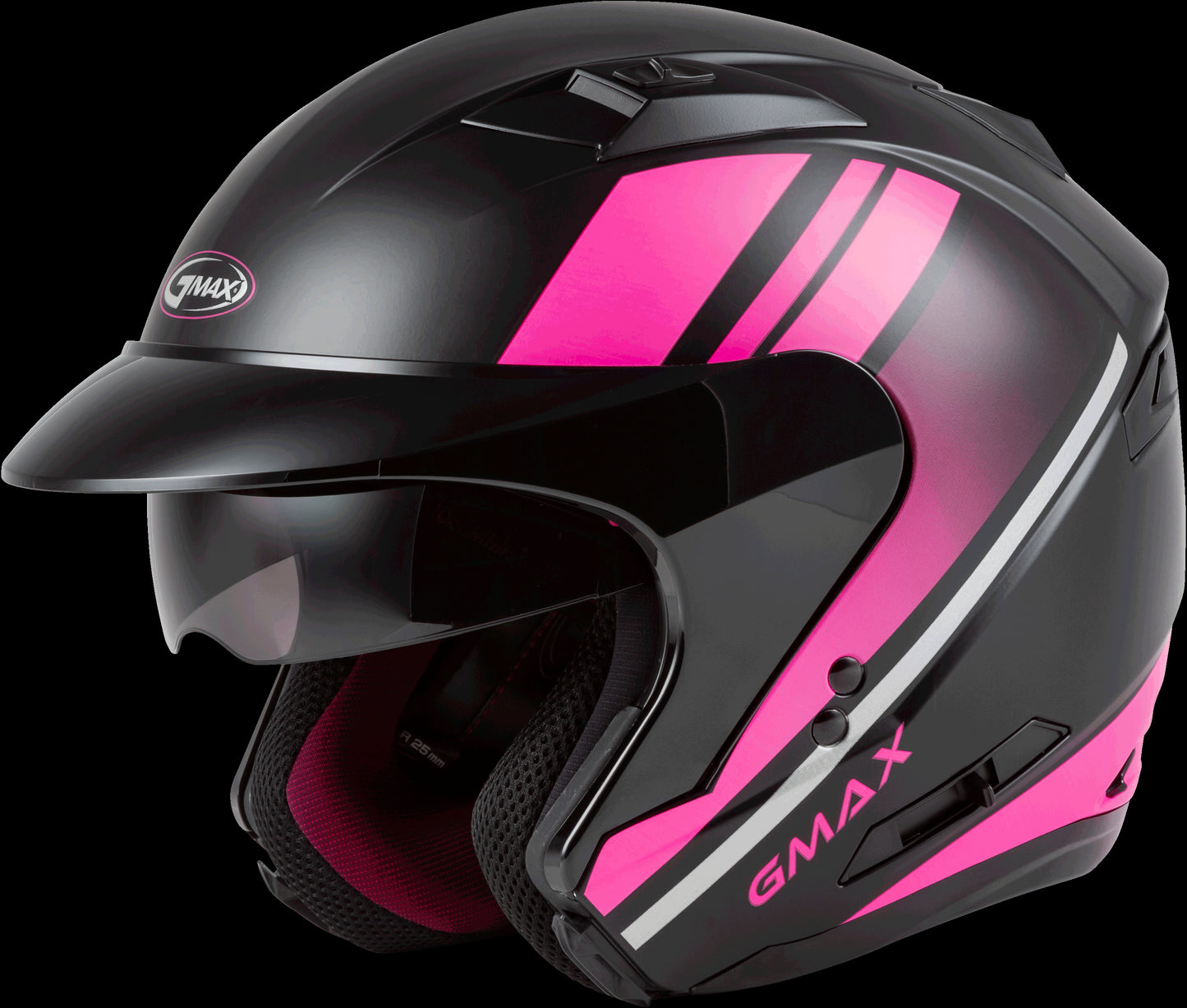 GMAX OF-77 Reform Open-Face Helmet (Matte Black/Pink/Silver) - Small