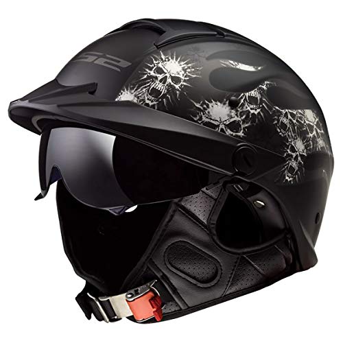 LS2 Helmets Rebellion Motorcycle Half Helmet (Bones - 2X-Large)