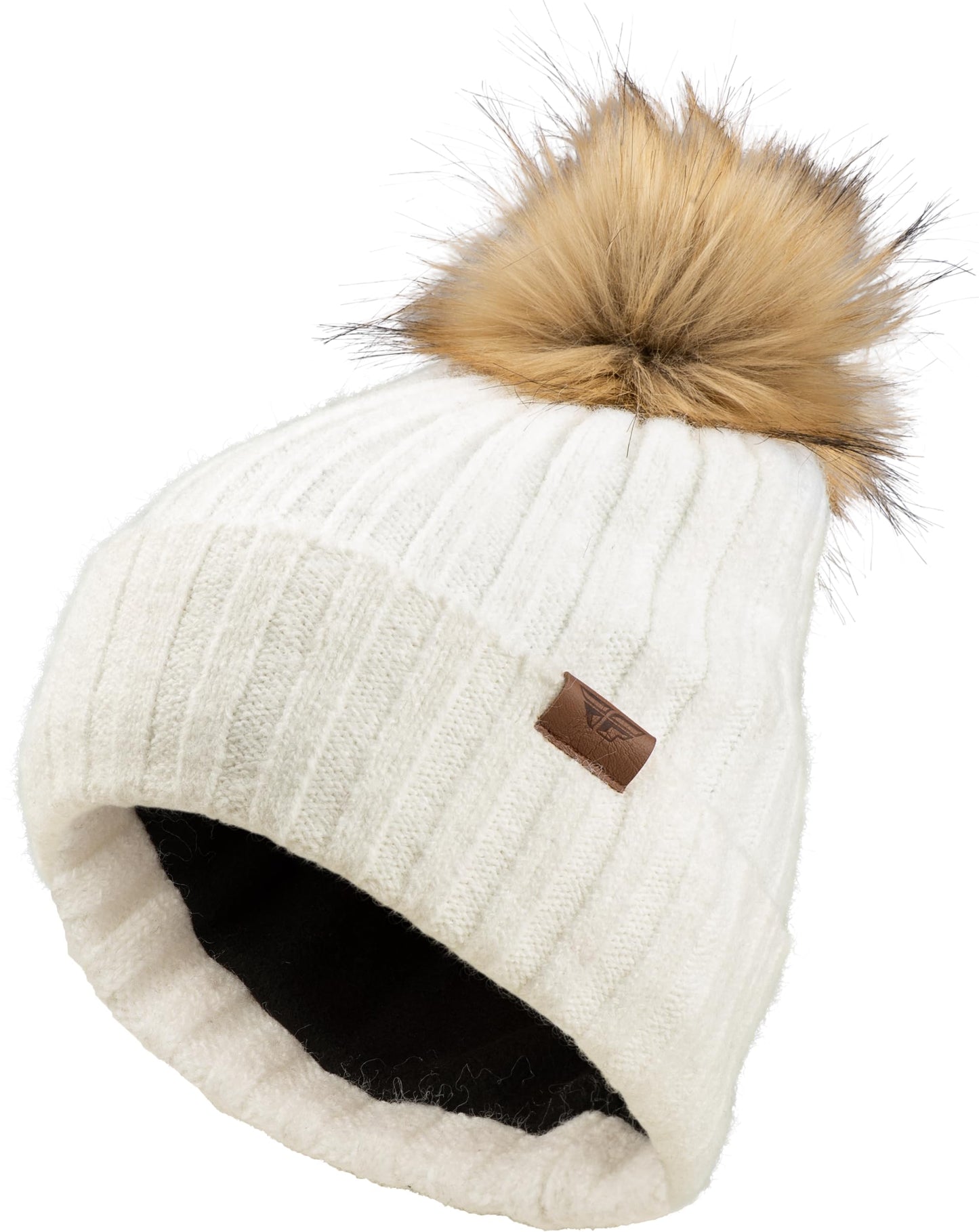 Fly Racing Women's Snow Pom Beanie (Beige) - OSFA