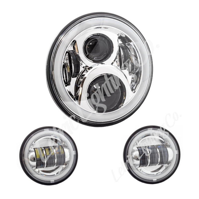 Letric Lighting 7? Full-Halo Chrome LED Headlight with (2) 4.5? Full-Halo Chrome Passing Lamps